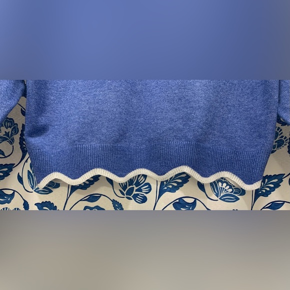 Misslook Marbled Blue Scalloped Neck Line & Hem Sweater Sz M NWOT - Picture 5 of 10